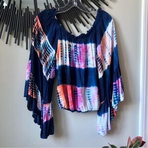 Surf Gypsy Tie Dye Flared Sleeve Top